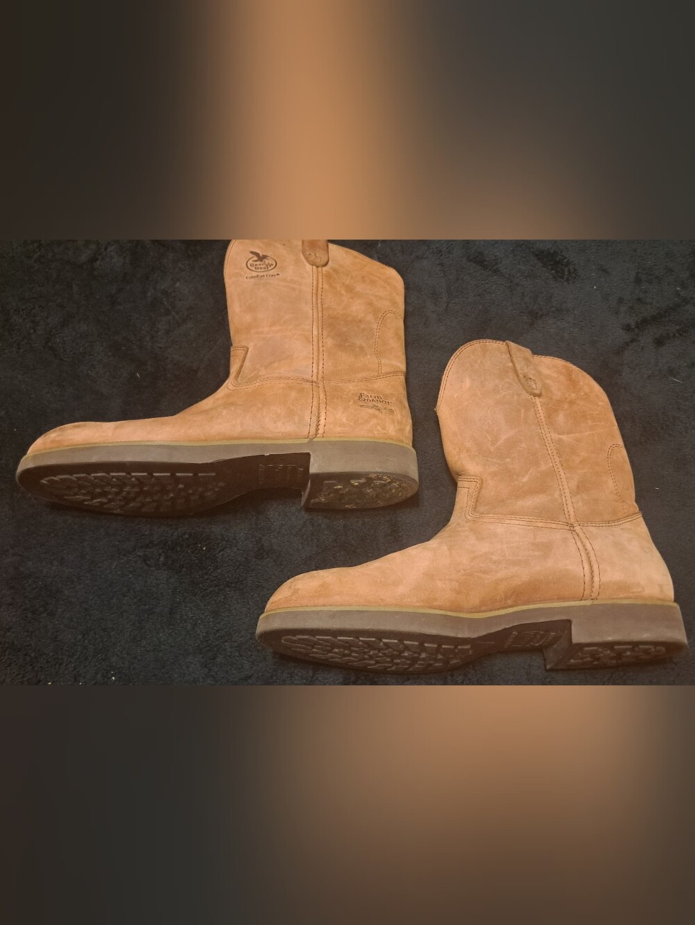 Georgia Boot Tan Leather Work Western Pull-On Boots Sz 12D